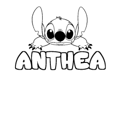 Coloring page first name ANTHEA - Stitch background