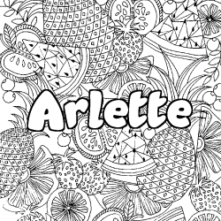 Coloring page first name Arlette - Fruits mandala background