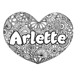 Coloring page first name Arlette - Heart mandala background