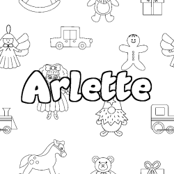 Coloring page first name Arlette - Toys background