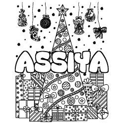 ASSIYA - Christmas tree and presents background coloring