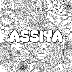 Coloring page first name ASSIYA - Fruits mandala background