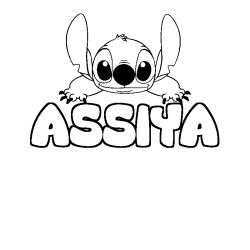 Coloring page first name ASSIYA - Stitch background