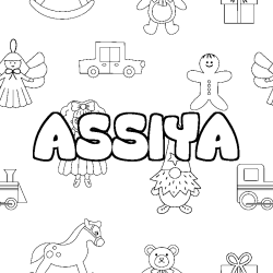 Coloring page first name ASSIYA - Toys background