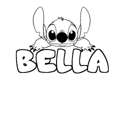 Coloring page first name BELLA - Stitch background