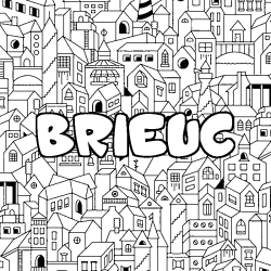 Coloring page first name BRIEUC - City background