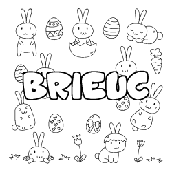 Coloring page first name BRIEUC - Easter background