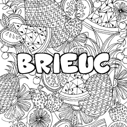 Coloring page first name BRIEUC - Fruits mandala background