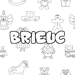 Coloring page first name BRIEUC - Toys background