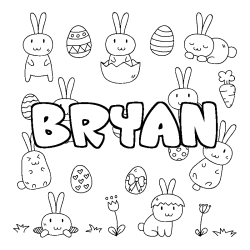 Coloring page first name BRYAN - Easter background