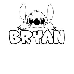 Coloring page first name BRYAN - Stitch background