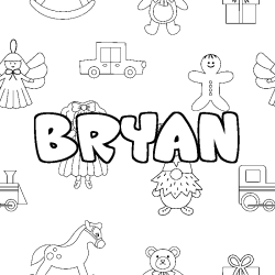 Coloring page first name BRYAN - Toys background