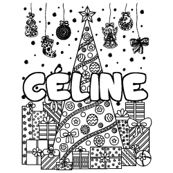 C&Eacute;LINE - Christmas tree and presents background coloring