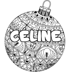 Coloring page first name CÉLINE - Christmas tree bulb background