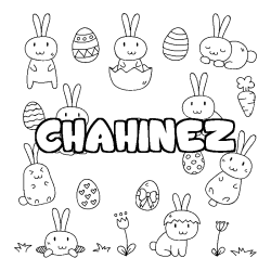 Coloring page first name CHAHINEZ - Easter background