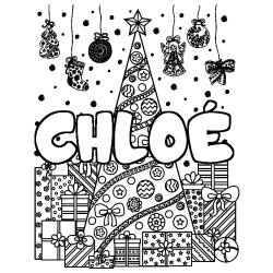 CHLO&Eacute; - Christmas tree and presents background coloring