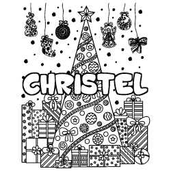 CHRISTEL - Christmas tree and presents background coloring