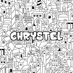 Coloring page first name CHRYSTEL - City background