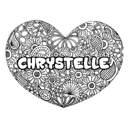 Coloring page first name CHRYSTELLE - Heart mandala background