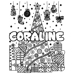 CORALINE - Christmas tree and presents background coloring
