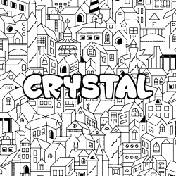 Coloring page first name CRYSTAL - City background