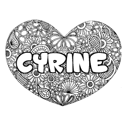 Coloring page first name CYRINE - Heart mandala background