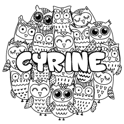 Coloring page first name CYRINE - Owls background