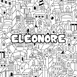 Coloring page first name ELÉONORE - City background