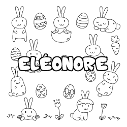 Coloring page first name ELÉONORE - Easter background