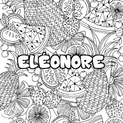 Coloring page first name ELÉONORE - Fruits mandala background