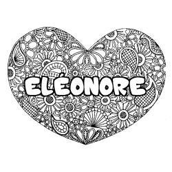 Coloring page first name ELÉONORE - Heart mandala background