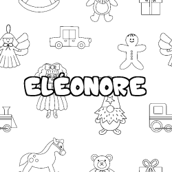 Coloring page first name ELÉONORE - Toys background