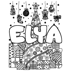 ELYA - Christmas tree and presents background coloring