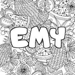 EMY - Fruits mandala background coloring