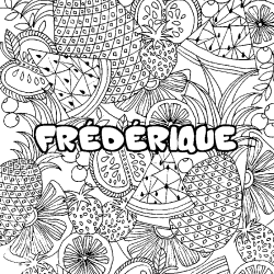 FR&Eacute;D&Eacute;RIQUE - Fruits mandala background coloring