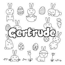 Coloring page first name Gertrude - Easter background