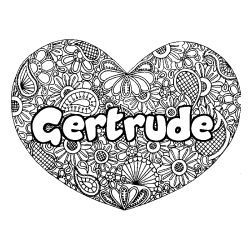 Coloring page first name Gertrude - Heart mandala background