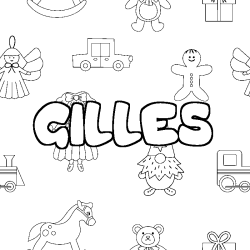 Coloring page first name GILLES - Toys background