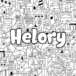 Coloring page first name Helory - City background