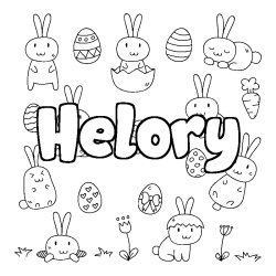 Coloring page first name Helory - Easter background