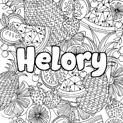 Coloring page first name Helory - Fruits mandala background