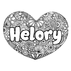 Coloring page first name Helory - Heart mandala background