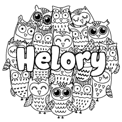 Coloring page first name Helory - Owls background