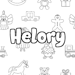 Coloring page first name Helory - Toys background