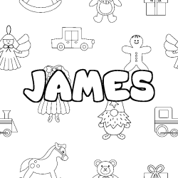 Coloring page first name JAMES - Toys background