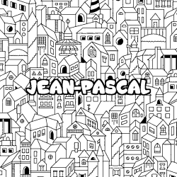 Coloring page first name JEAN-PASCAL - City background