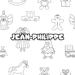 Coloring page first name JEAN-PHILIPPE - Toys background