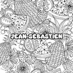 Coloring page first name JEAN-SÉBASTIEN - Fruits mandala background