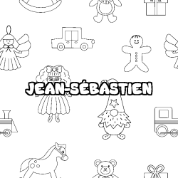 Coloring page first name JEAN-SÉBASTIEN - Toys background