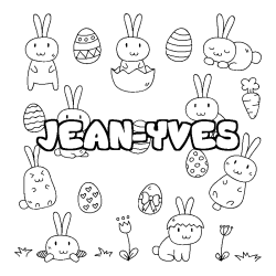 Coloring page first name JEAN-YVES - Easter background